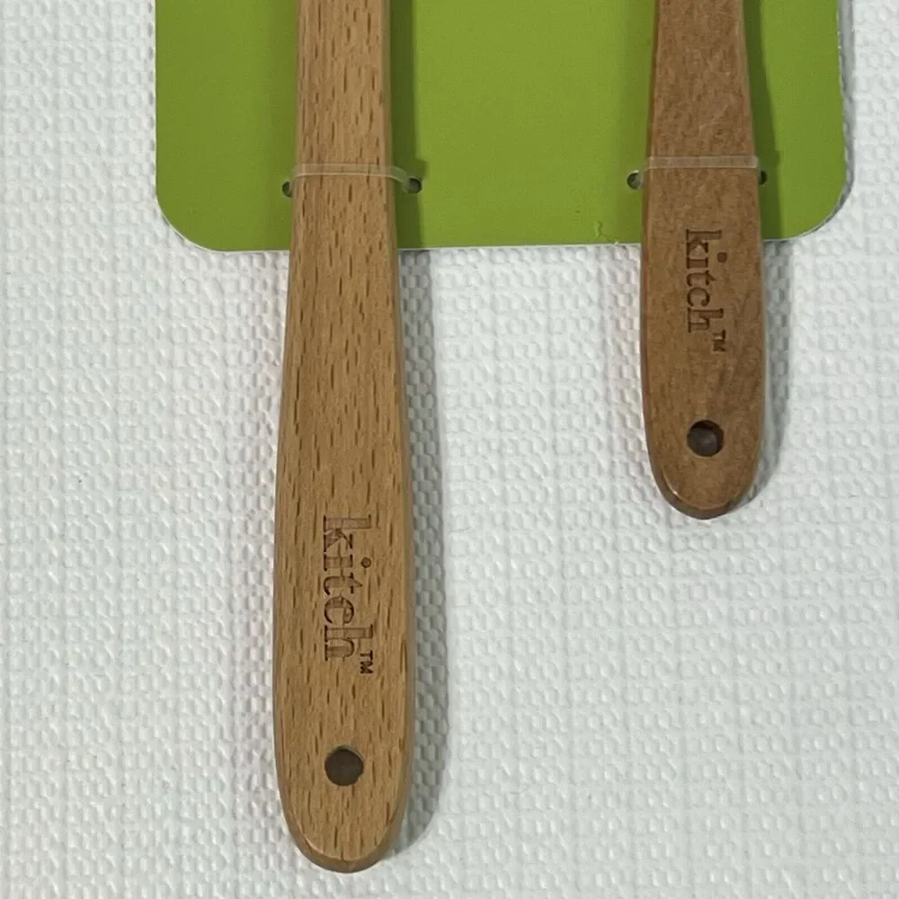 Kitch 2 PC Strawberry Silicone Spatula Set Wooden Handle Metric Conversion Chart